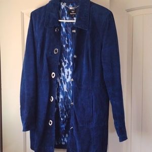 Blue Suede Blazer 1980s Sezane style